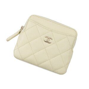 CHANEL Matelasse CC Logo Classic Zip Coin Purse Calfskin Baby Yellow AP2061